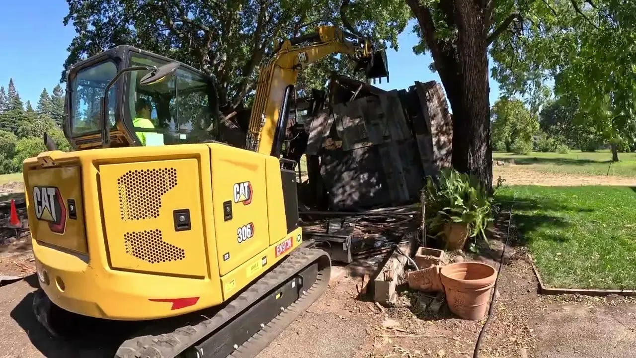 Video thumbnail: CAT 306 Mini Excavator Operator Demolishes Barn in Fairfield, CA